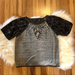 Miss Me Short Sheer Sleeve Sequin Shirt